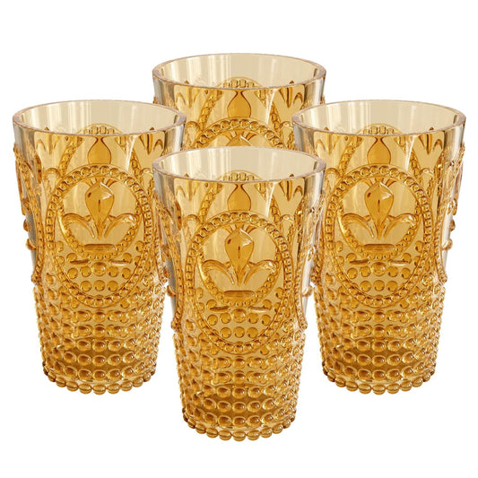 Amber Fleur De Lis Drink Tumblers (Set of 4) - 25.3 oz
