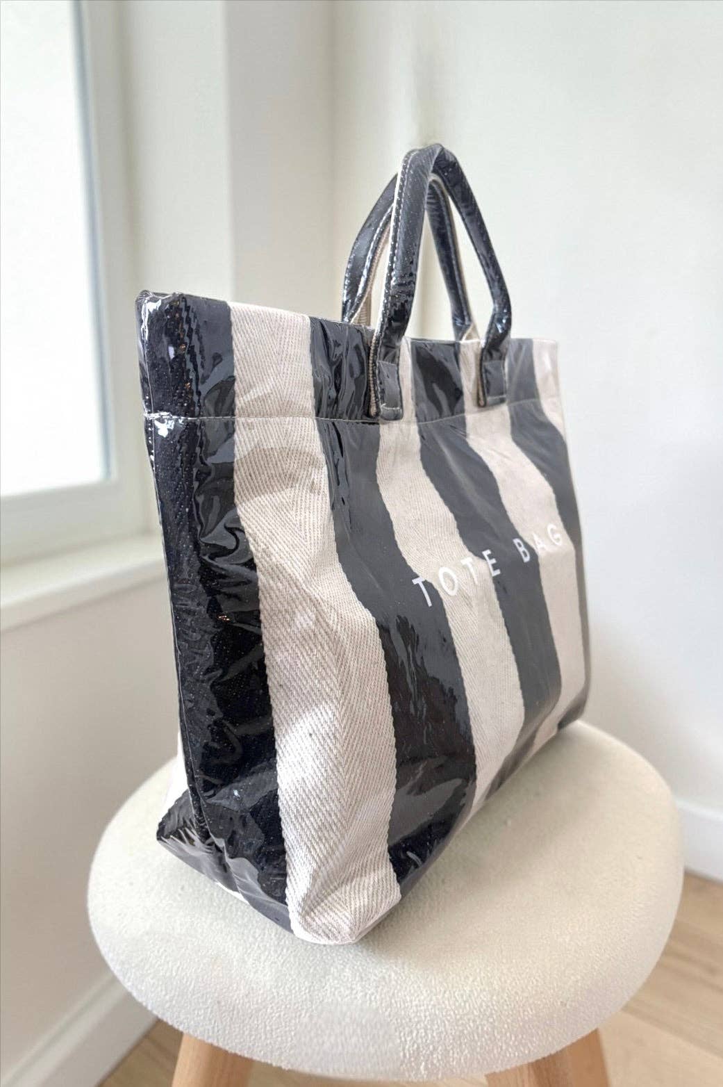 The Bag Waterproof Tote in Navy & White