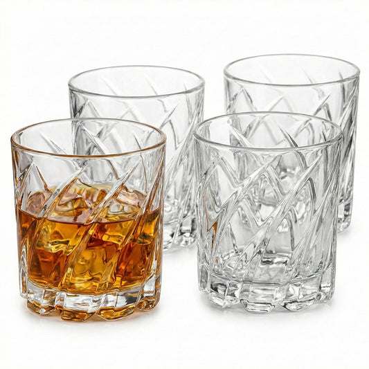 Uptown Bar Set of 4 - 10oz. Spinning Double Old Fashioned Glasses