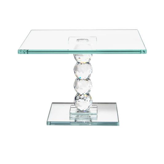 Exquisite Crystal Dessert Stand with Mirror Pedestal Base