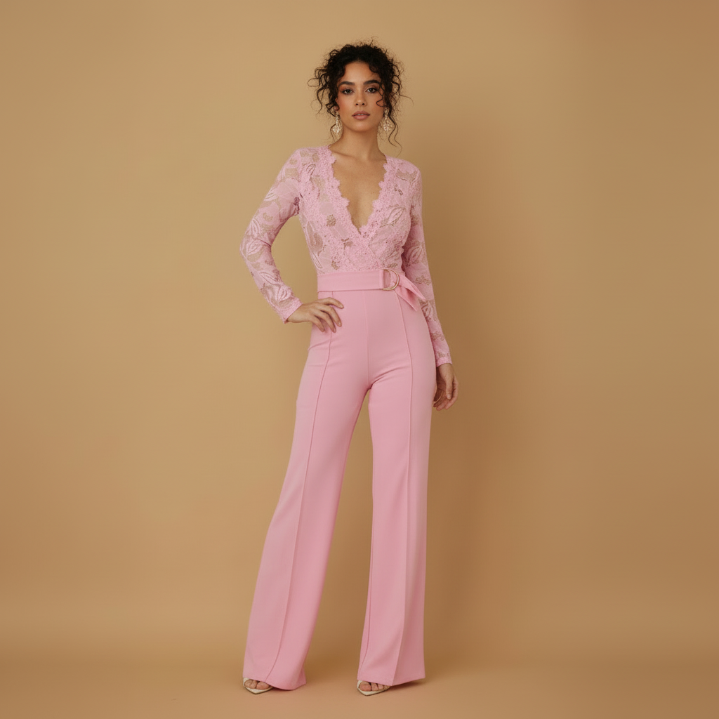Crochet Long Sleeve Jumpsuit