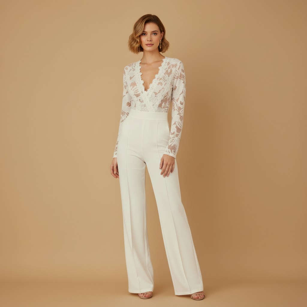 Crochet Long Sleeve Jumpsuit