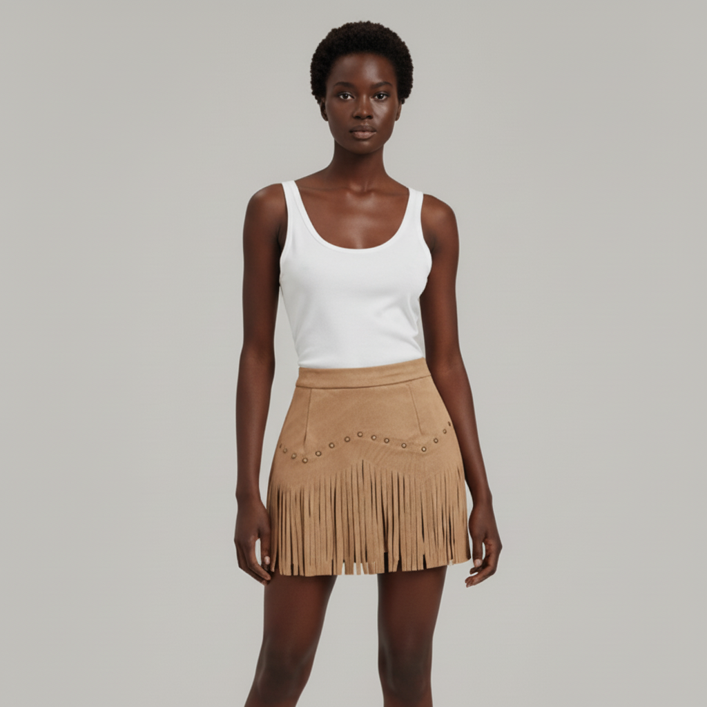 Fringe Detail Mini Skirt