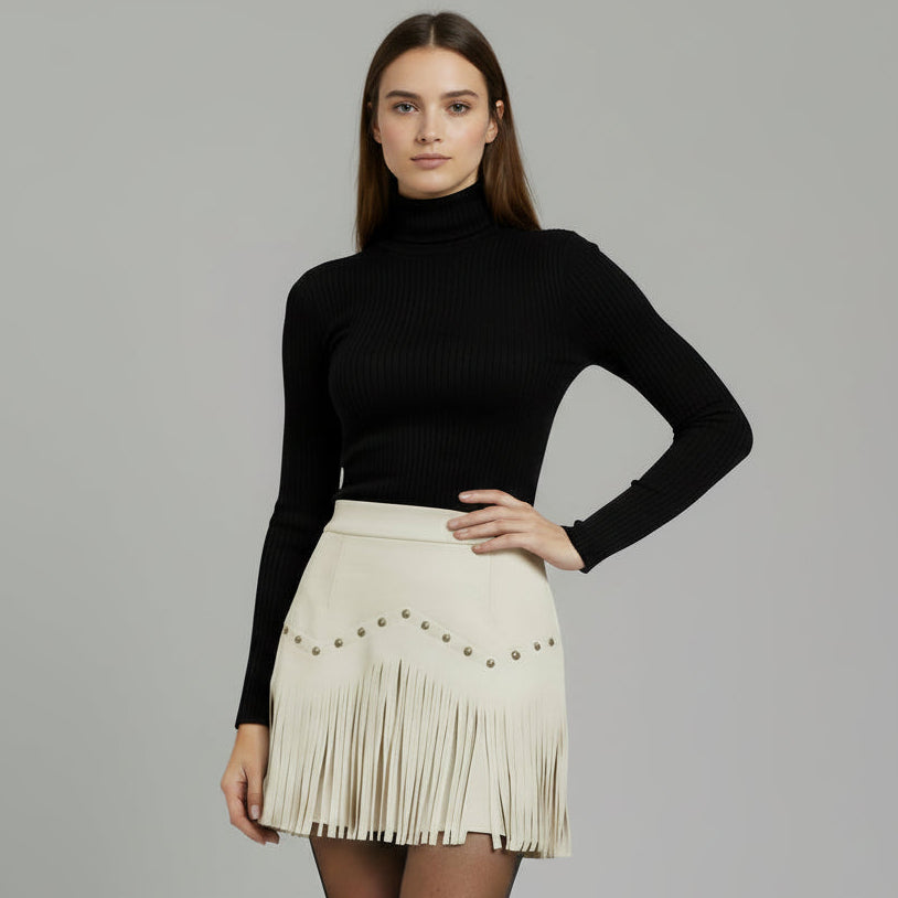 Fringe Detail Mini Skirt