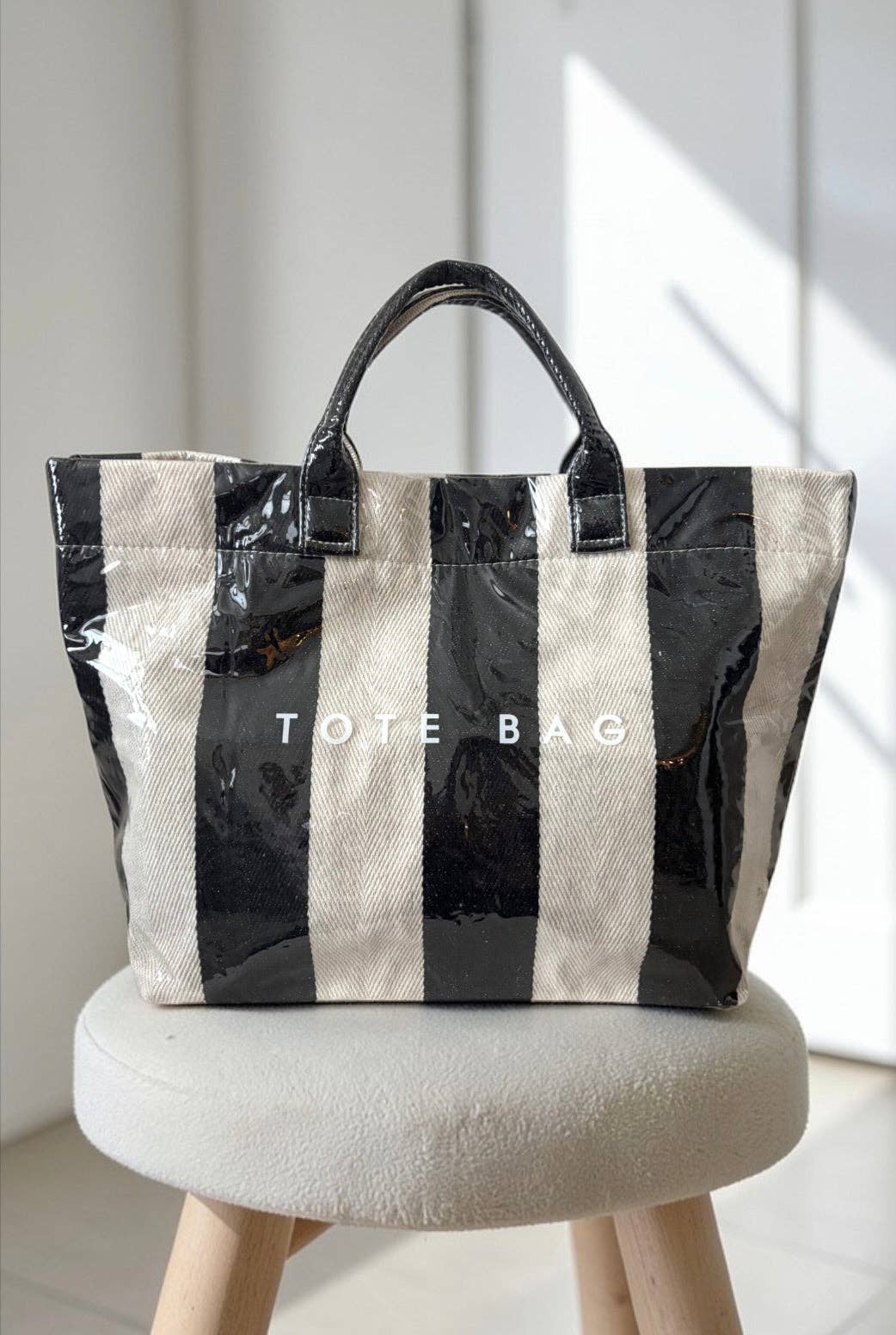 The Bag Waterproof Tote in Navy & White