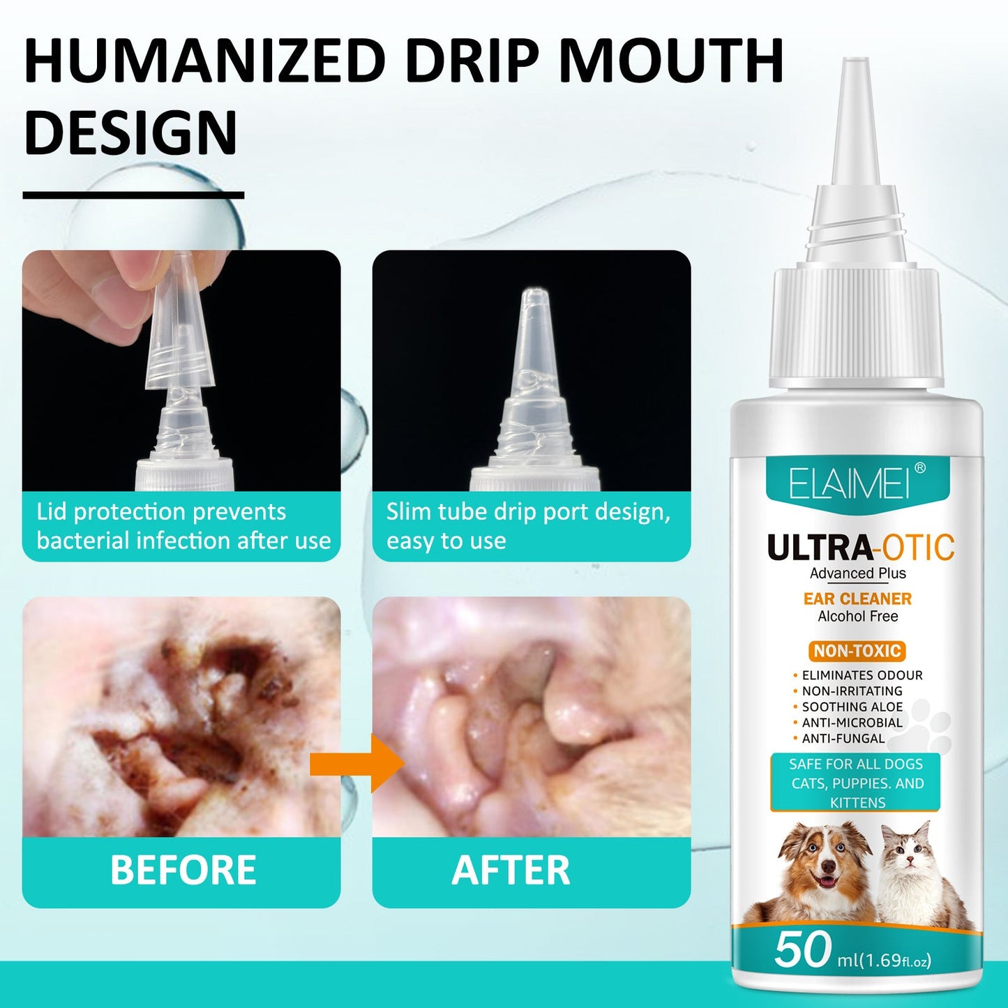 Pet Ear Cleaner – Gentle Ear Cleaning Solution for Dogs & Cats | Removes Wax, Mites & Prevents Infections