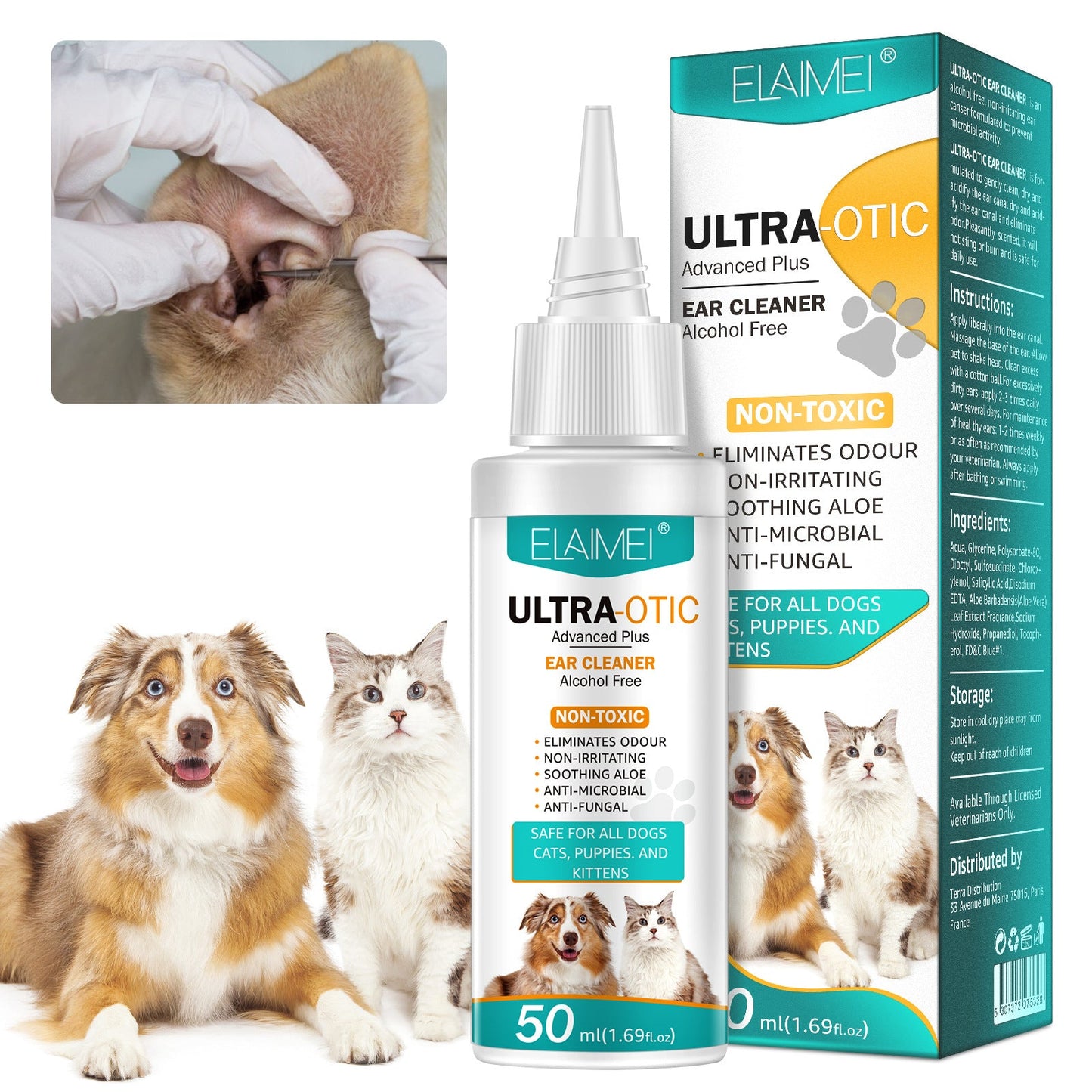 Pet Ear Cleaner – Gentle Ear Cleaning Solution for Dogs & Cats | Removes Wax, Mites & Prevents Infections